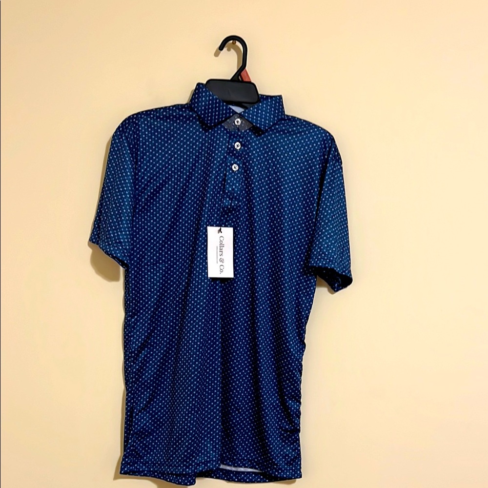 NEW Collars &Co Classic Navy Blue Polo Shirt size medium
